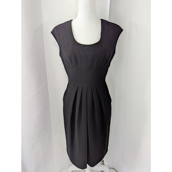 NWOT! TALBOTS! LUXE SLEEVELESS "LITTLE BLACK DRESS"FRONT PLEATS, POCKETS! SZ 6 - Picture 2 of 9